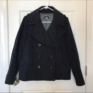 Navy J Crew Wool Harbor Peacoat - Petite